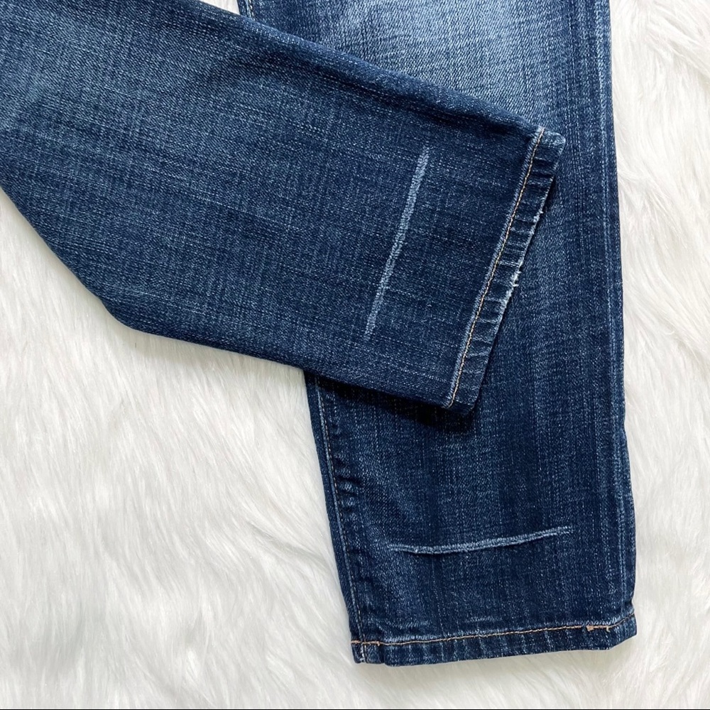 SOLD-Current/Elliott Distressed Medium Wash Cropped Slouchy Boyfriend Jeans - Picture 4 of 12